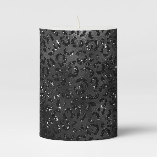 Cute Black Cheetah Leopard Skin Print Pattern Pillar Candle