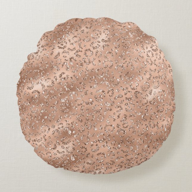 Cute Black Cheetah Leopard Skin Print Pattern Round Pillow (Front)