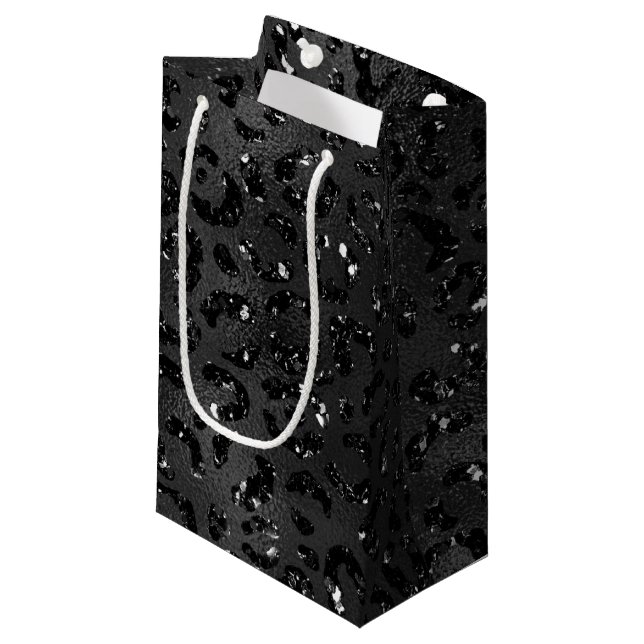 Cute Black Cheetah Leopard Skin Print Pattern Small Gift Bag (Front Angled)