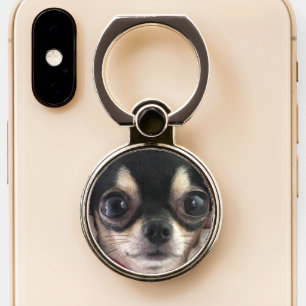 Cute Black Chihuahua Dog Face Phone Ring Stand