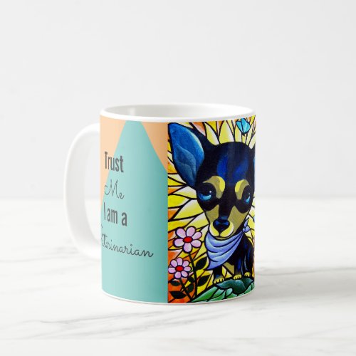 Cute Black Chihuahua Dog Veterinarian Name Artwork Coffee Mug