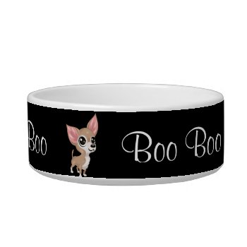 Cute Black Chihuahua Pet Bowl Add Name by online_store at Zazzle