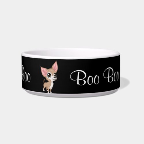 Cute Black Chihuahua Pet Bowl Add Name