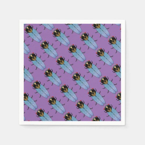 Cute Black Cicada Napkins