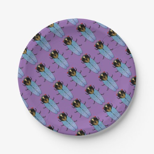 Cute Black Cicada Paper Plates