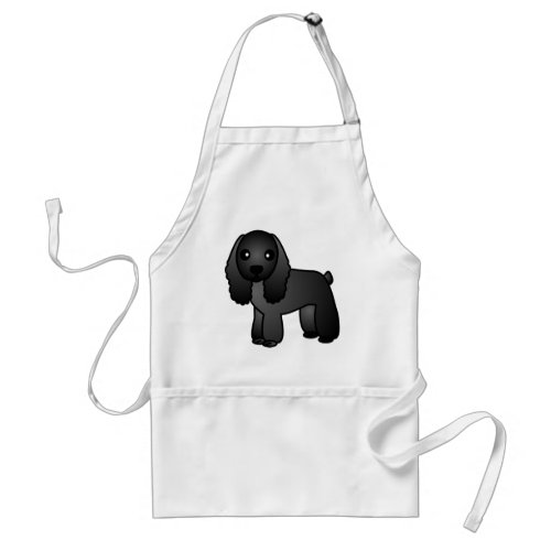 Cute Black Cocker Spaniel Cartoon Adult Apron