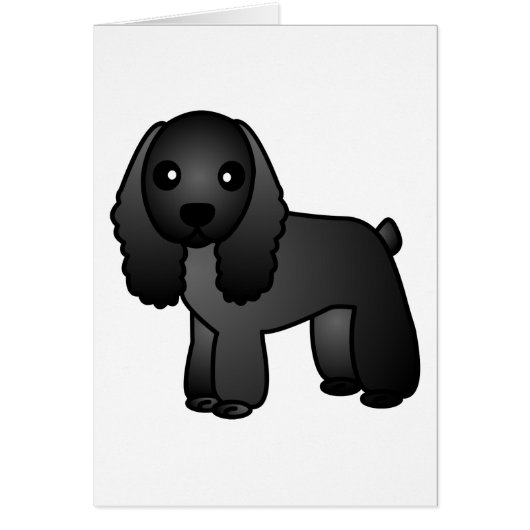 Cute Black Cocker Spaniel Cartoon Cards (Front)