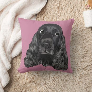 Cute Black Cocker Spaniel Dog Throw Pillow by PaintedDreamsDesigns at Zazzle