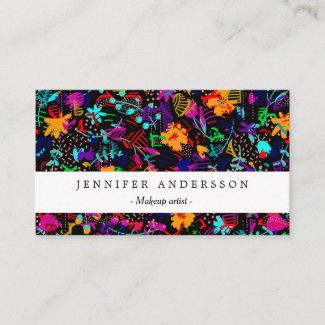 Cute black colorful abstract flowers