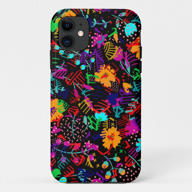 Cute black colorful abstract flowers Case-Mate iPhone case (Back)