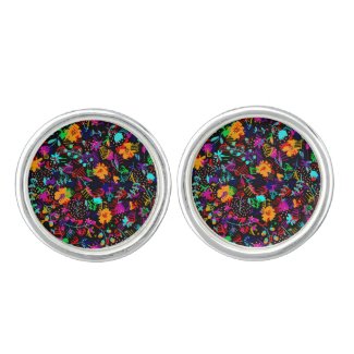 Cute black colorful abstract flowers