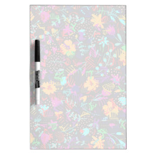Cute black colorful abstract flowers dry erase board