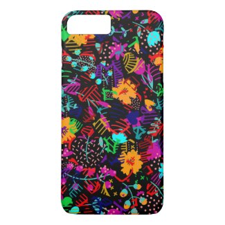 Cute black colorful abstract flowers