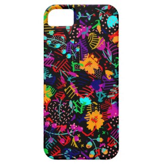 Cute black colorful abstract flowers