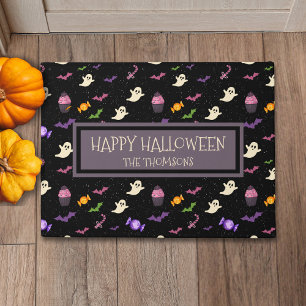 Cute Black Colorful Magical Happy Halloween Doormat