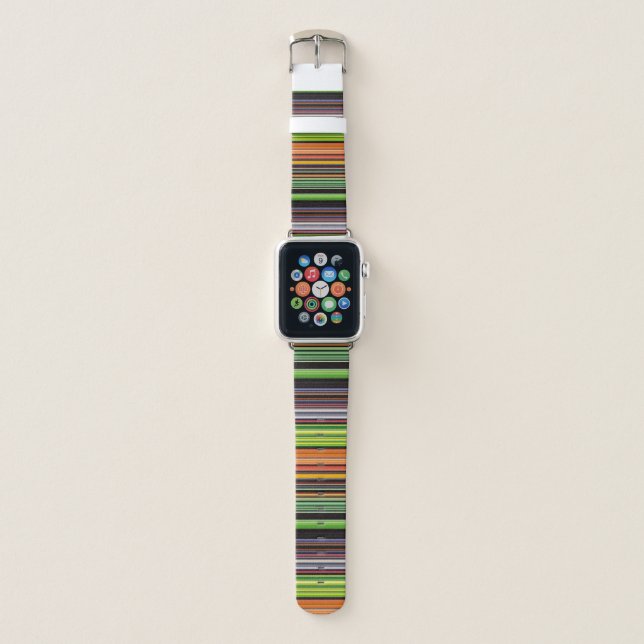 Cute black colorful stripes apple watch band (Front)