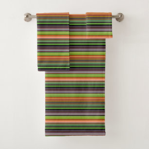 Cute black colorful stripes bath towel set