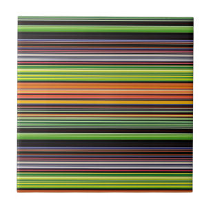 Cute black colorful stripes ceramic tile
