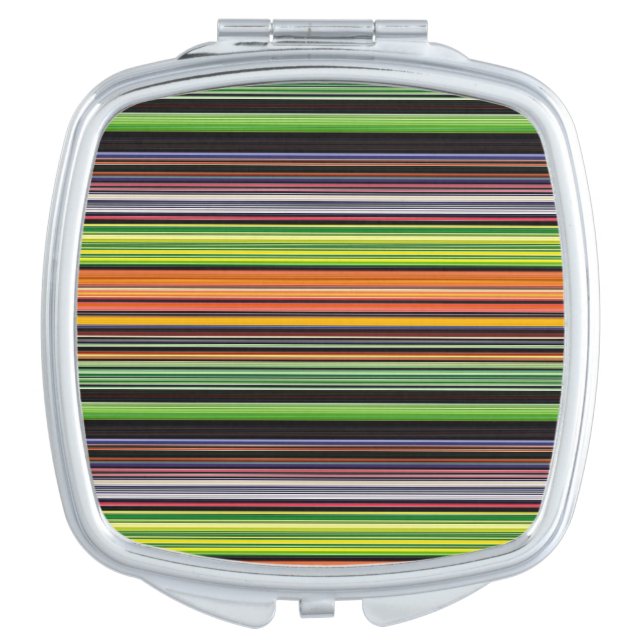 Cute black colorful stripes compact mirror (Front)