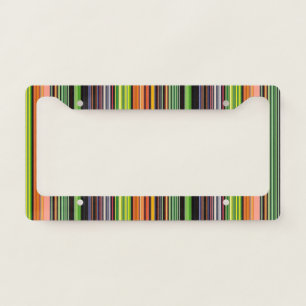 Cute black colorful stripes license plate frame
