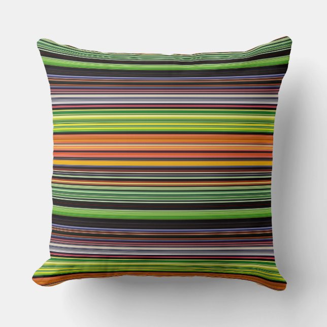 Cute black colorful stripes throw pillow (Front)