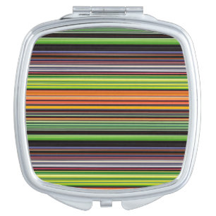 Cute black colorful stripes throw pillow compact mirror