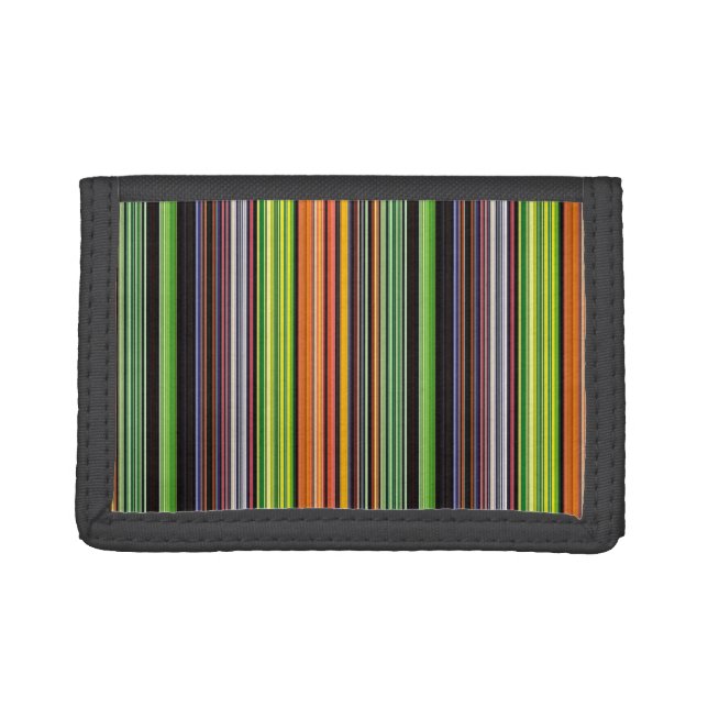 Cute black colorful stripes trifold wallet (Front)