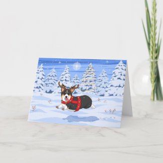 Cute Black Corgi Christmas Reindeer Costume