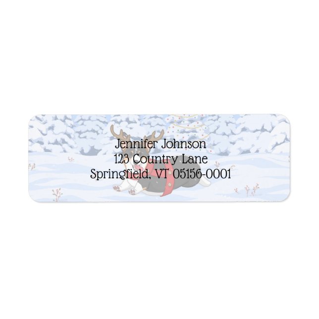 Cute Black Corgi Christmas Reindeer Costume Label (Front)