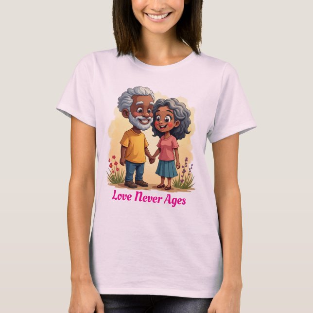 Cute Black Couple Love Graphic Tee for Women (Front)