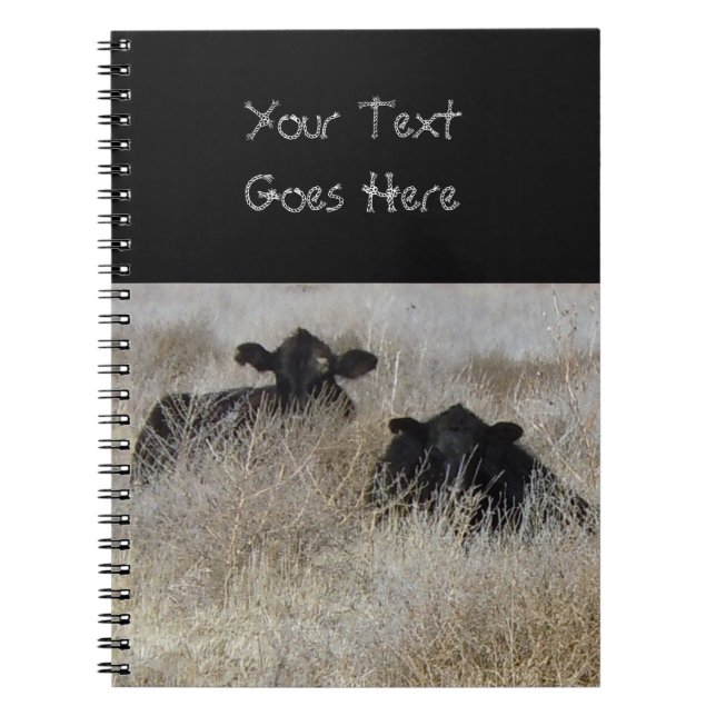 Cute Black Cow Calves Notebook (Front)
