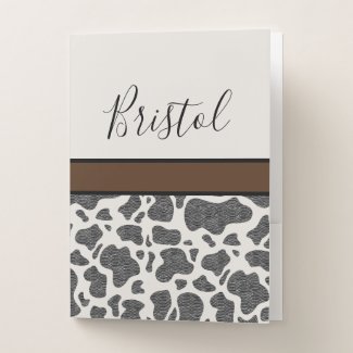 Cute Black Cow Spots Animal Print Personalized Pocket Folder
