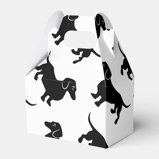 Cute Black Dachshund Pattern Favor Boxes (Front Side)