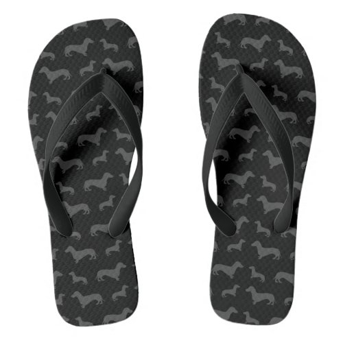 Cute black dachshund pattern flip flops