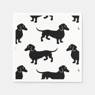 Cute Black Dachshund Pattern Paper Napkins