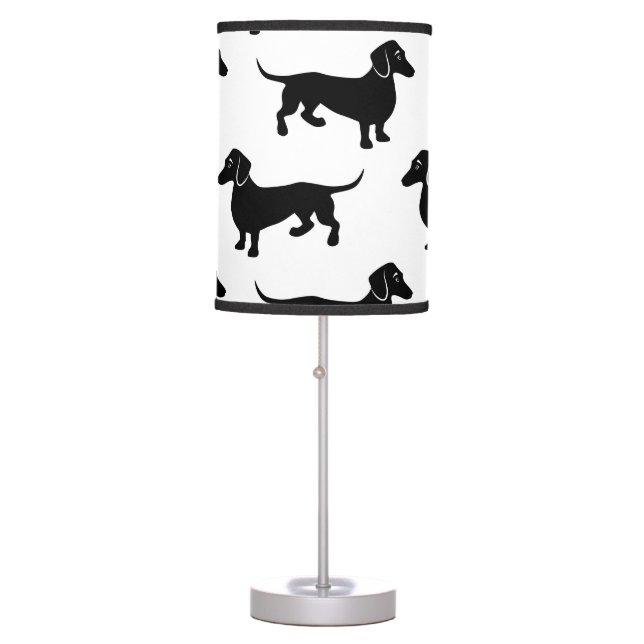 Cute Black Dachshund Pattern Table Lamp (Front)