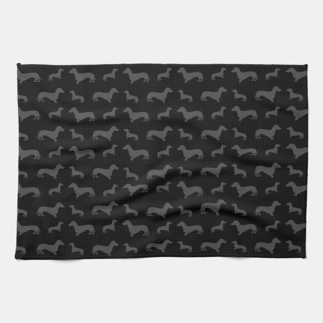 Cute black dachshund pattern towel (Horizontal)