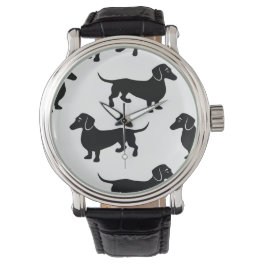 Cute Black Dachshund Pattern Watch