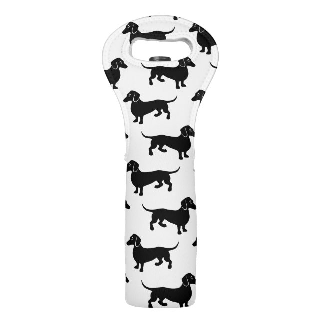 Cute Black Dachshund Pattern Wine Bag (Back)