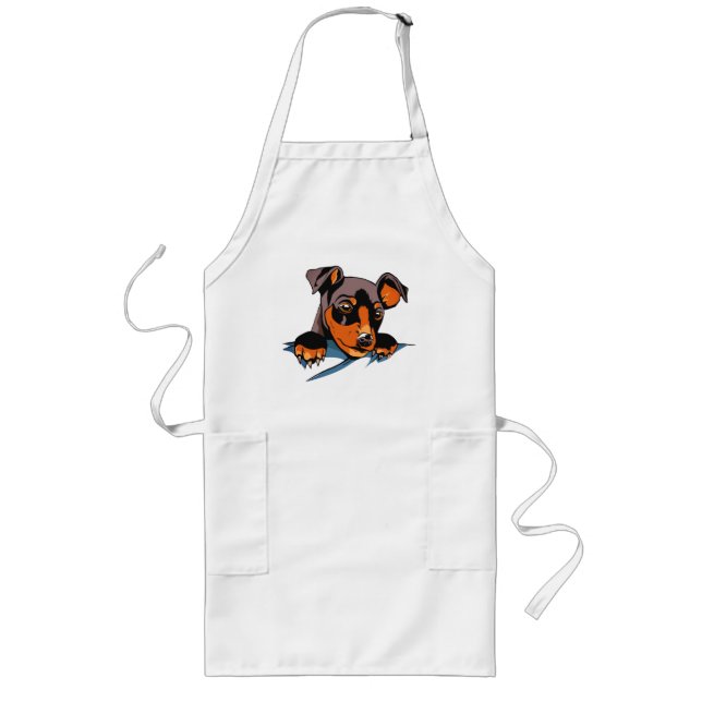 Cute Black Dachshund Puppy Design Long Apron (Front)