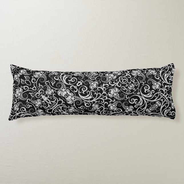 Cute black dalmatian flowers background design body pillow (Front)