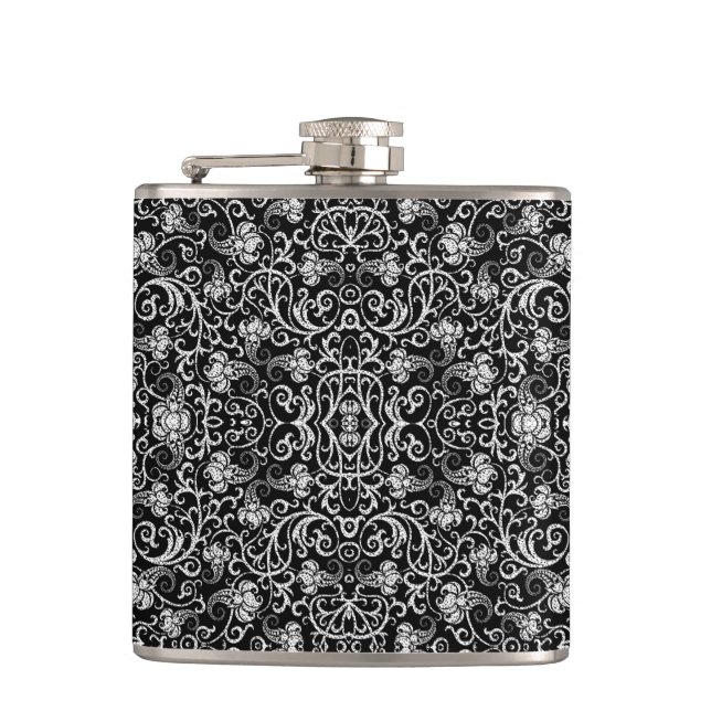 Cute black dalmatian flowers background design flask (Front)