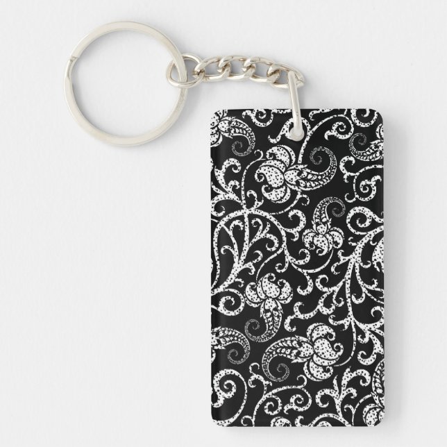 Cute black dalmatian flowers background design lum keychain (Front)