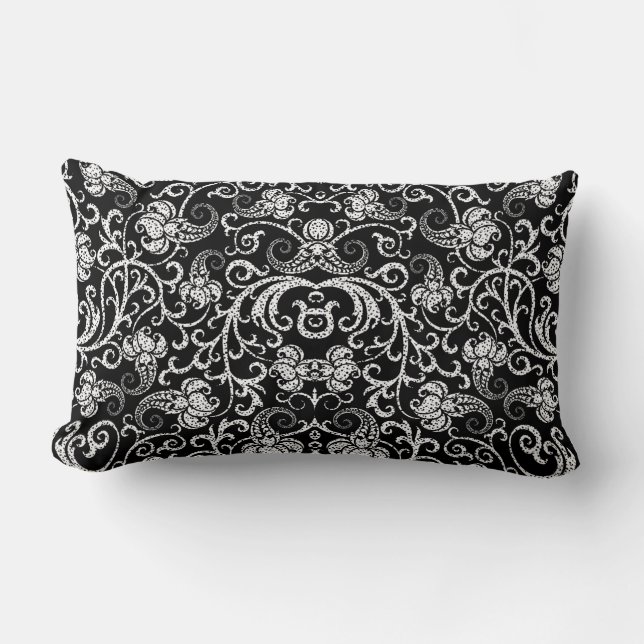 Cute black dalmatian flowers background design lumbar pillow (Front)