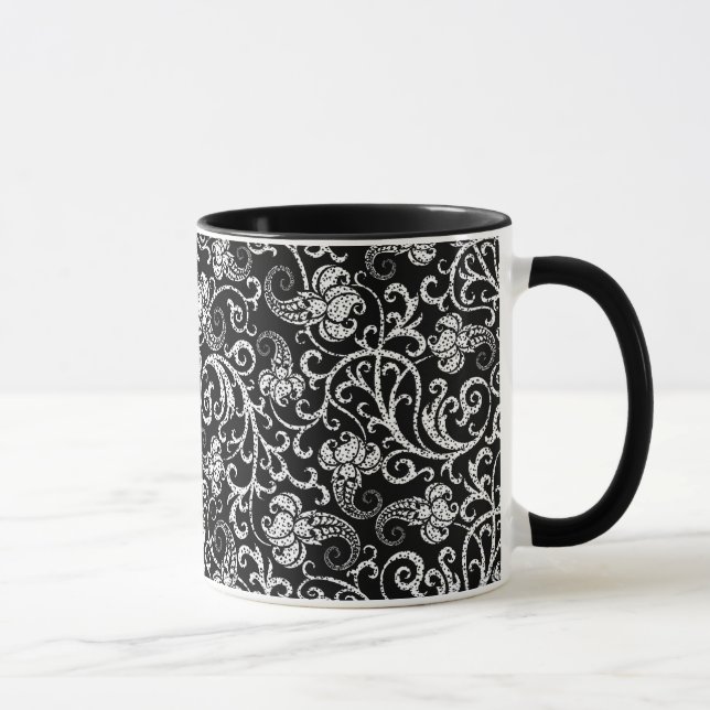 Cute black dalmatian  flowers background design mug (Right)