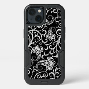 Cute black dalmatian flowers background design iPhone 13 case