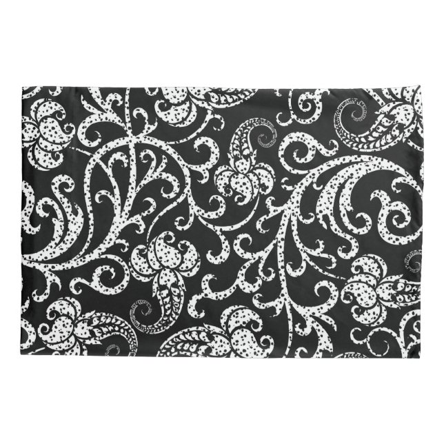 Cute black dalmatian flowers background design pillow case (Back)