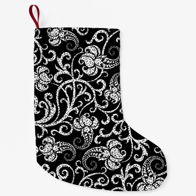 Cute black dalmatian flowers background design small christmas stocking (Front)