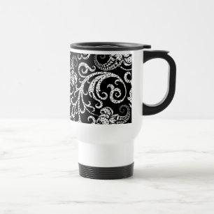 Cute black dalmatian flowers background design travel mug