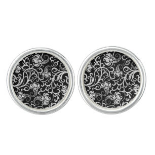 Cute black dalmatian flowers design cufflinks